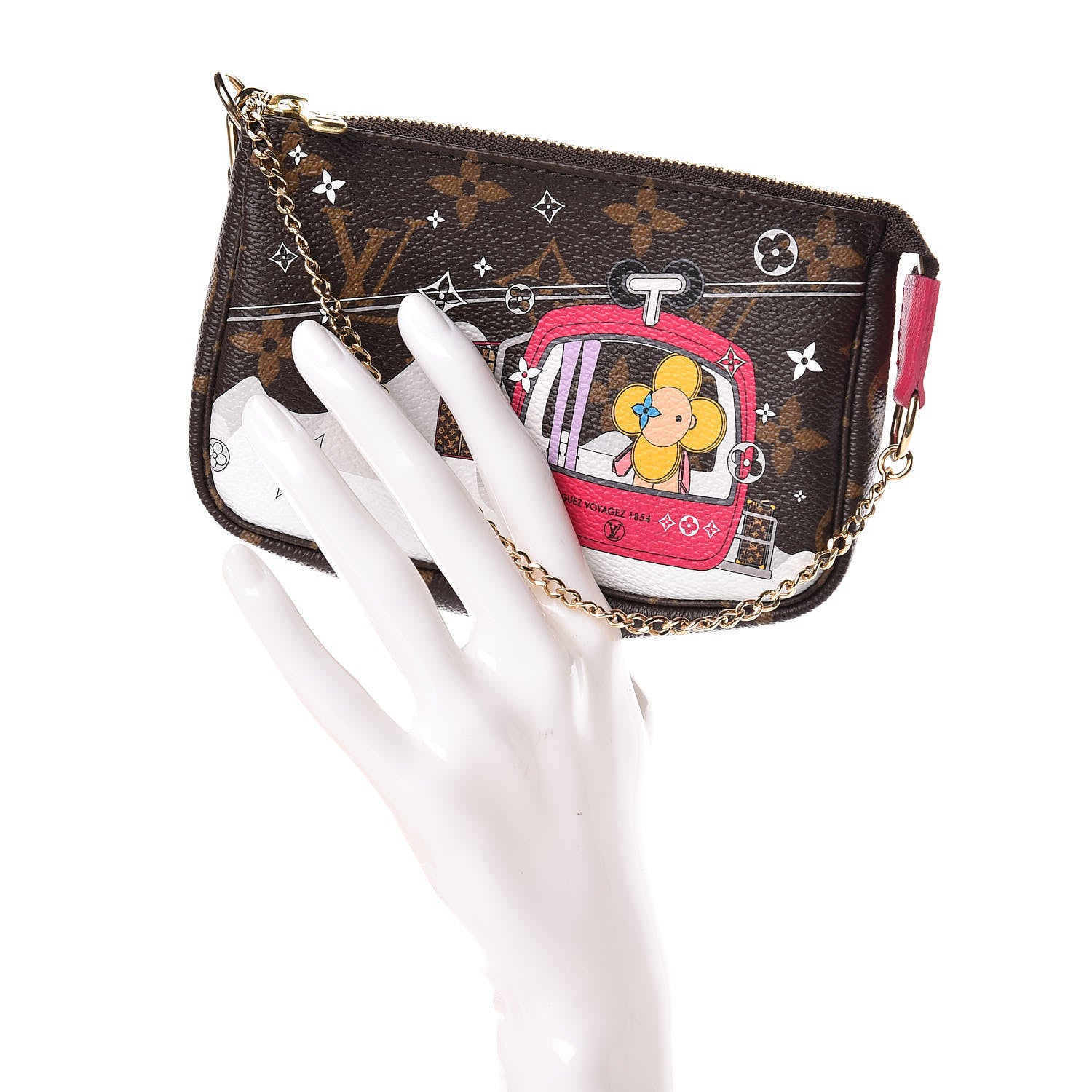 Louis Vuitton Monogram 2019 Christmas Animation Mini Courchevel Pochette Accessories Fuchsia 2 of 8