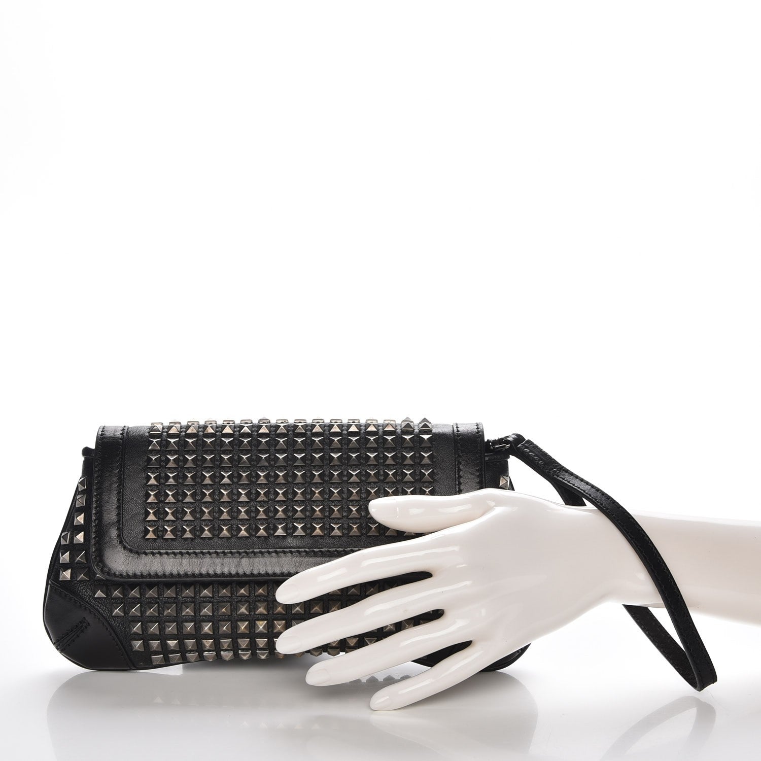 Burberry Prorsum Lambskin Studded Wristlet Clutch Black 2 of 8