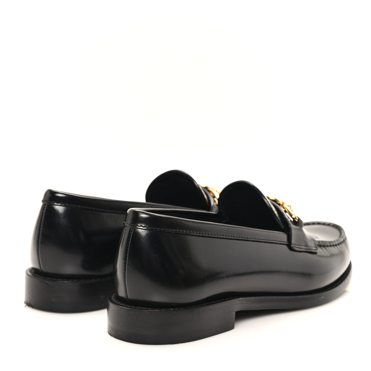 Glazed Calfskin Chess Flat Loafer 36 Black