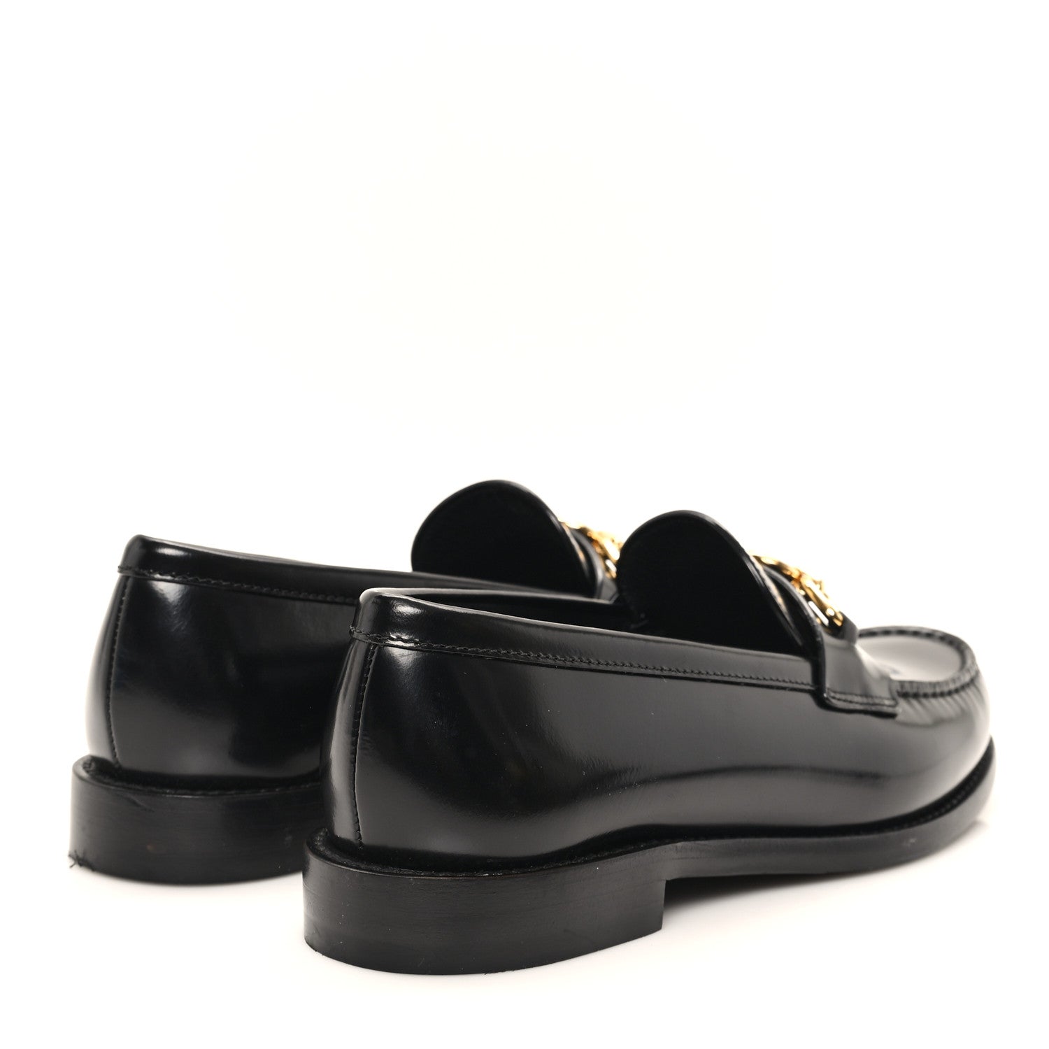 Louis Vuitton Glazed Calfskin Chess Flat Loafer 36 Black 5 of 9