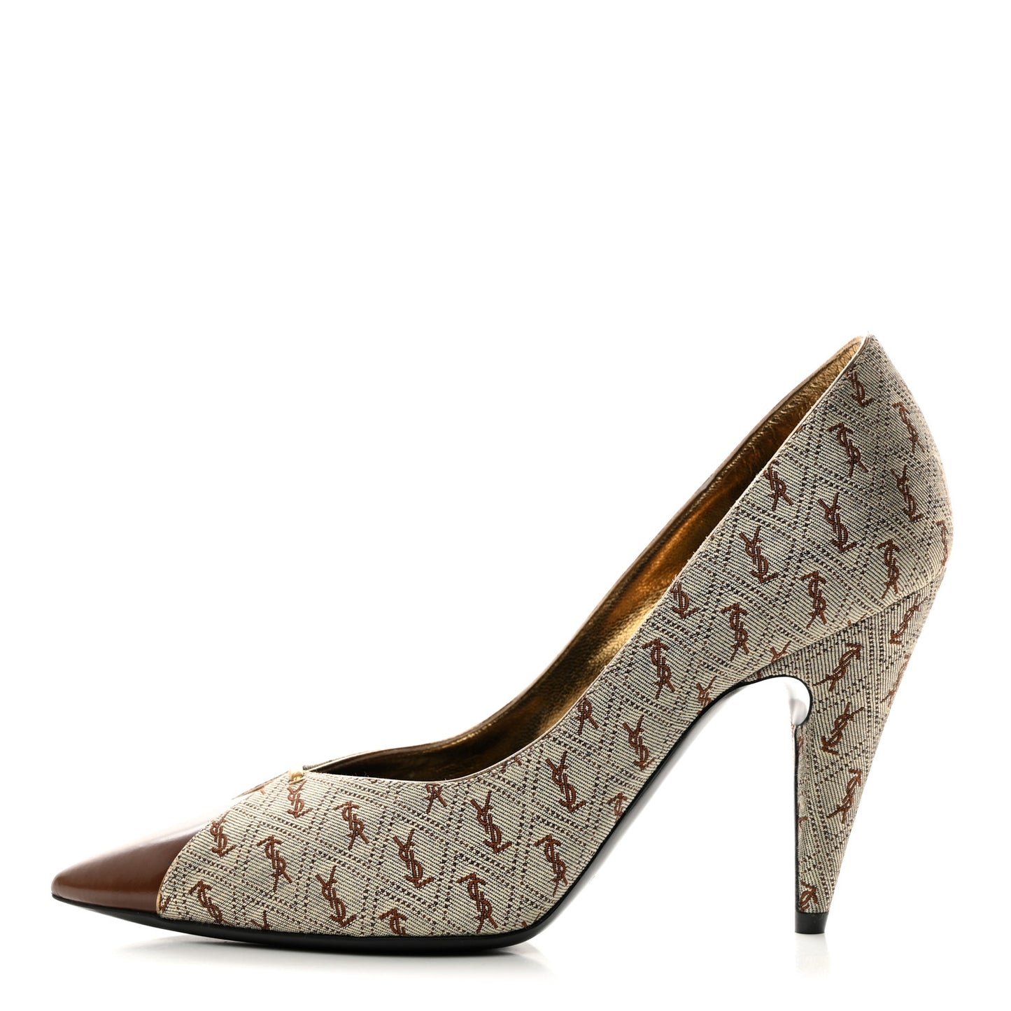 Silk Blend Monogram Lola Cap Toe Pumps 37.5 Beige