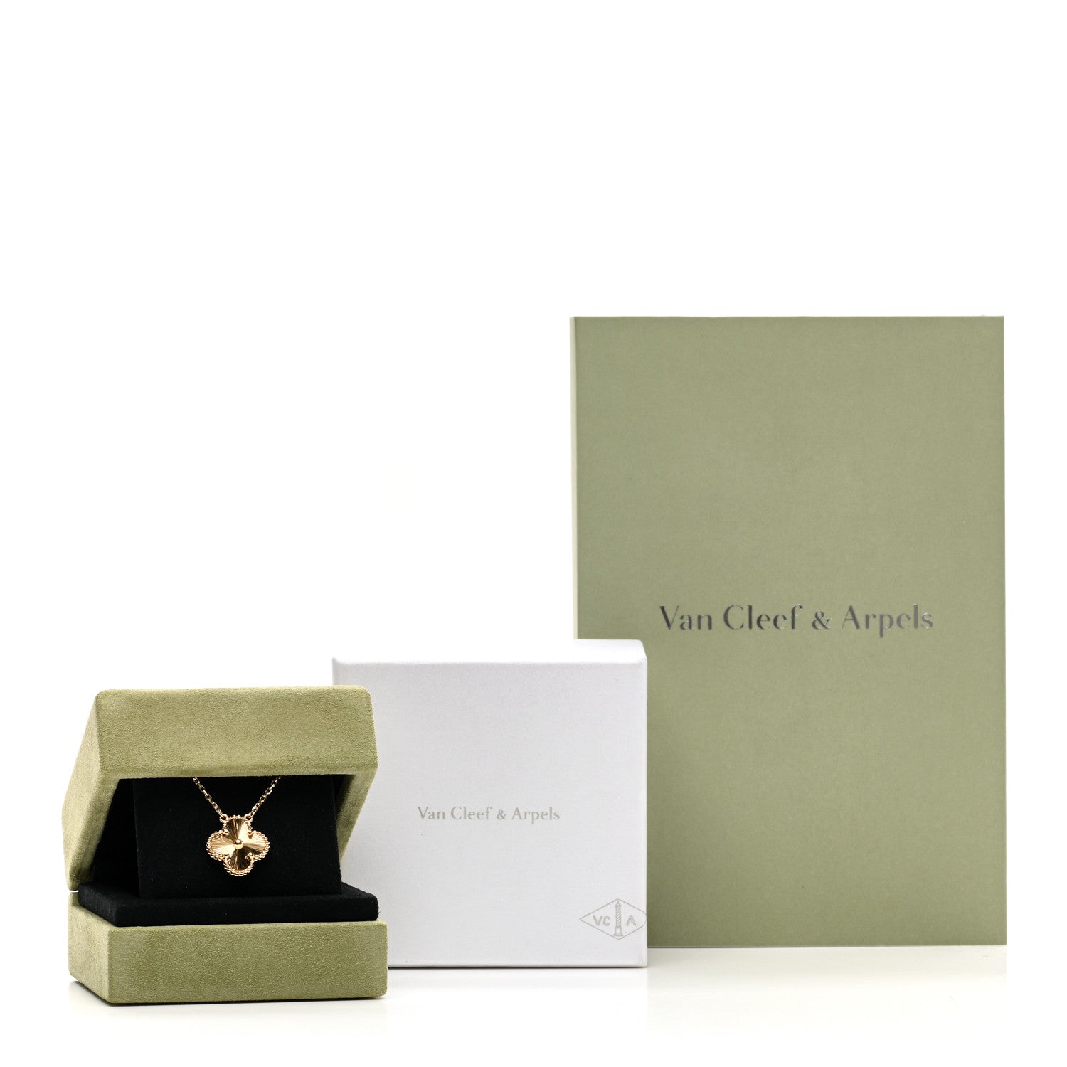 Van Cleef & Arpels 18K Yellow Gold Guilloche Vintage Alhambra Pendant Necklace 6 of 6