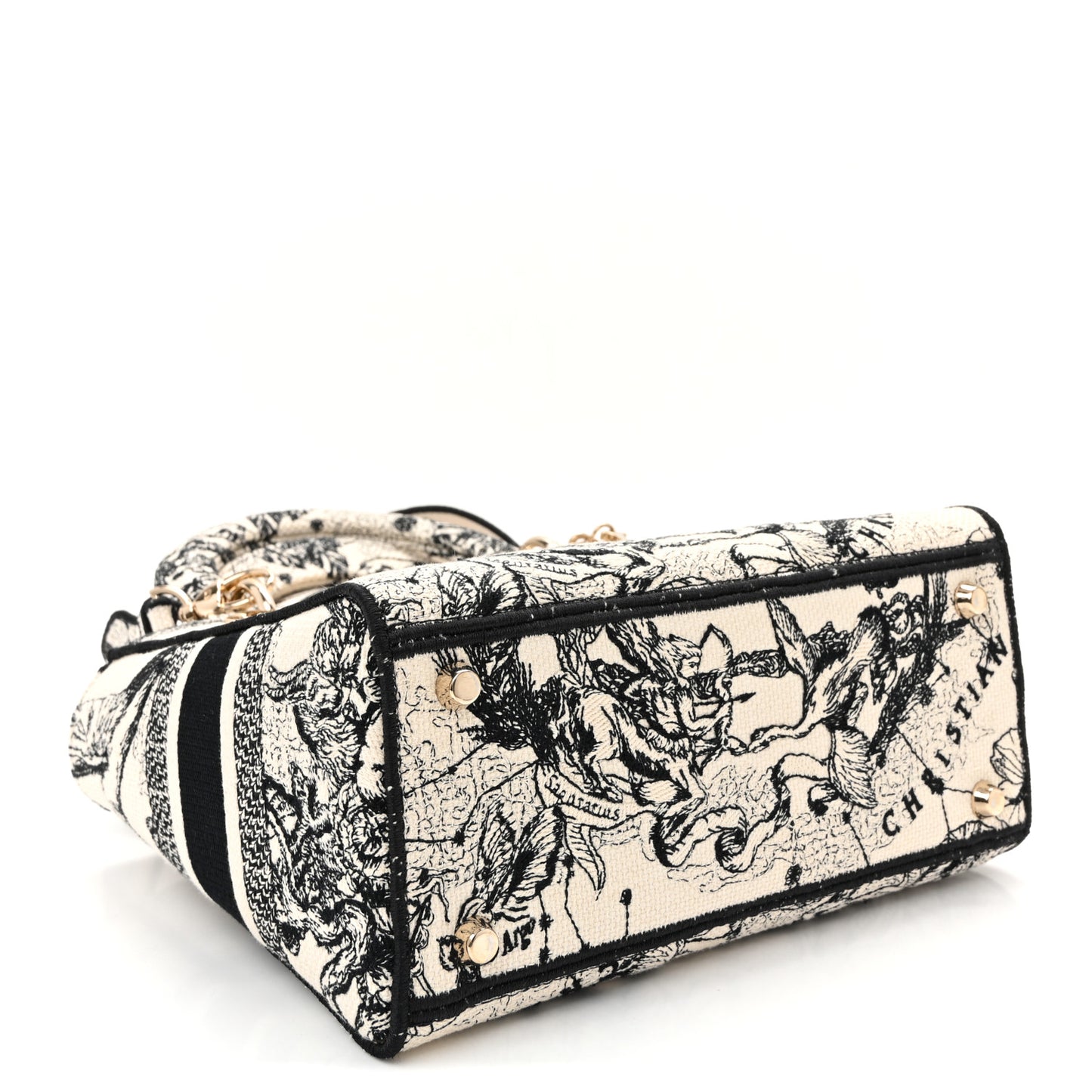 Canvas Embroidered Zodiac Toile De Jouy Medium Lady D-Lite Latte