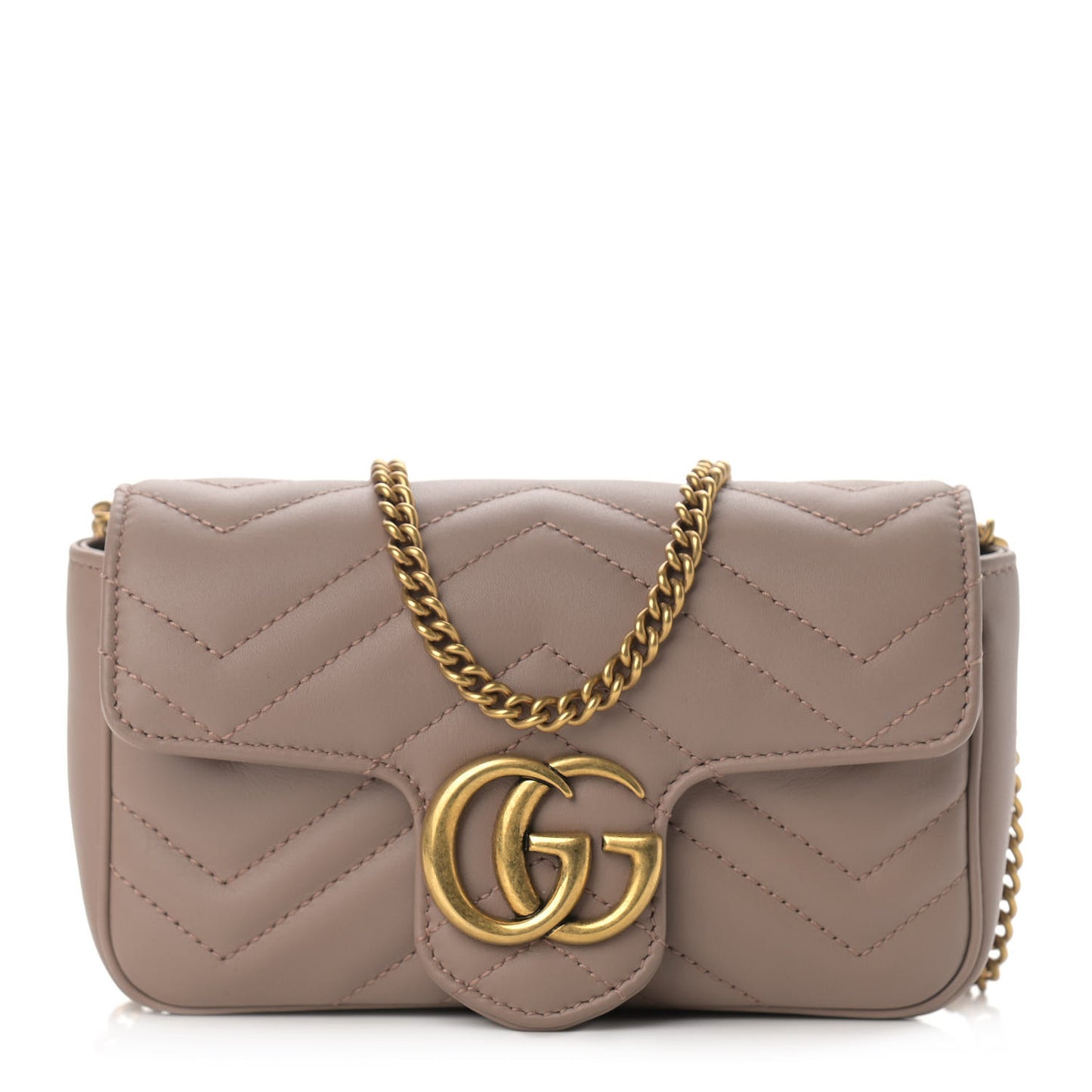 Calfskin Matelasse Super Mini GG Marmont Shoulder Bag Porcelain Rose