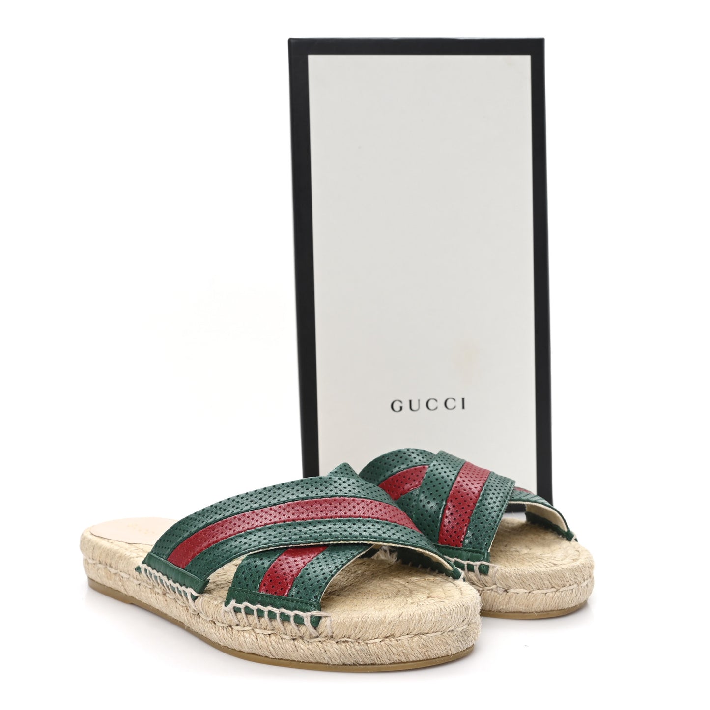 Malaga Kid Perforated Criss Cross Espadrille Slide Sandals 38.5 Emerald Hibiscus Red