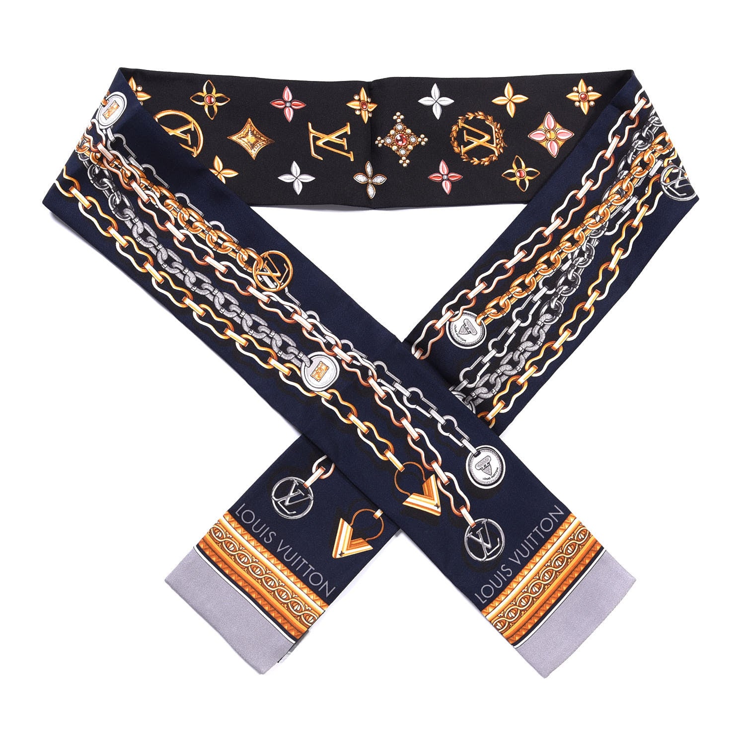 Louis Vuitton Silk Monogram Vendome Bandeau Navy 1 of 3
