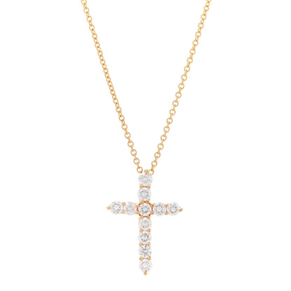 Tiffany 18K Yellow Gold Diamond Small Cross Pendant Necklace 4 of 8
