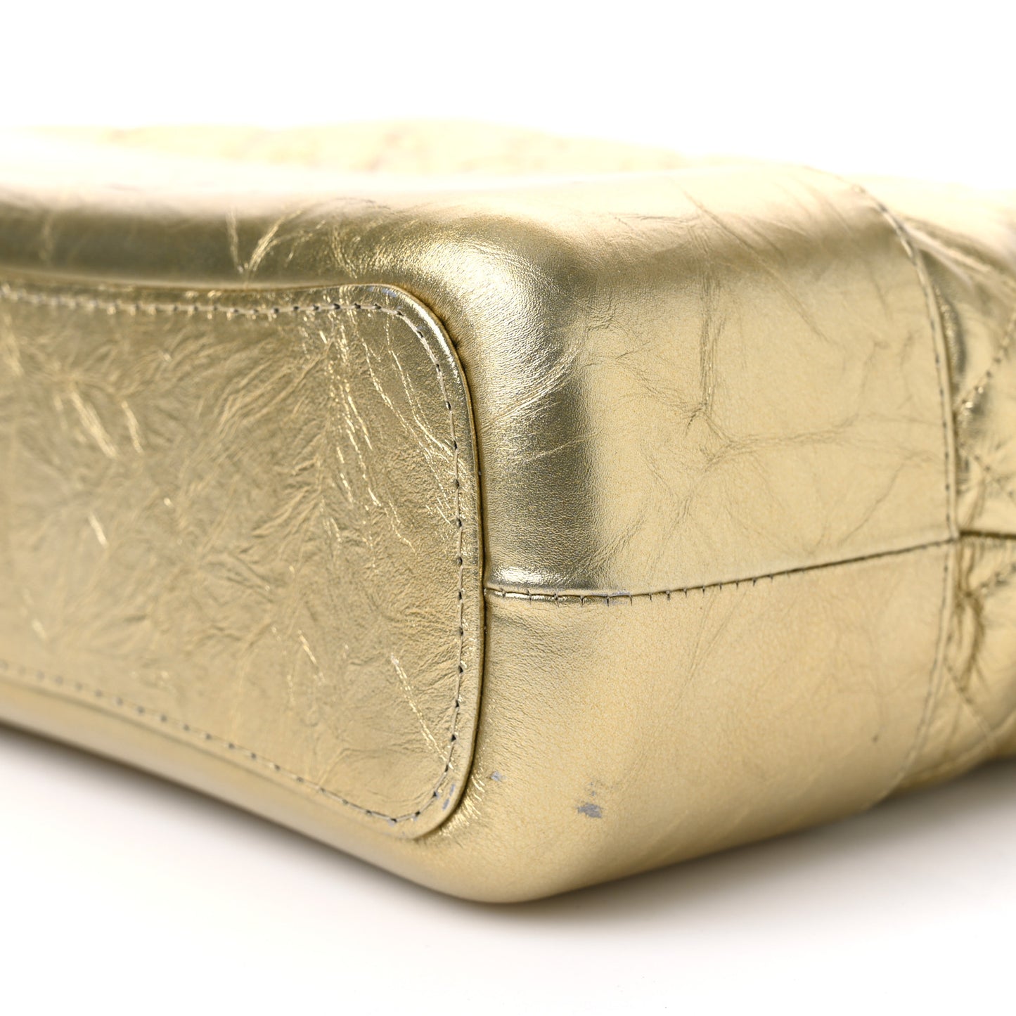Metallic Aged Calfskin Quilted Medium Gabrielle Gold