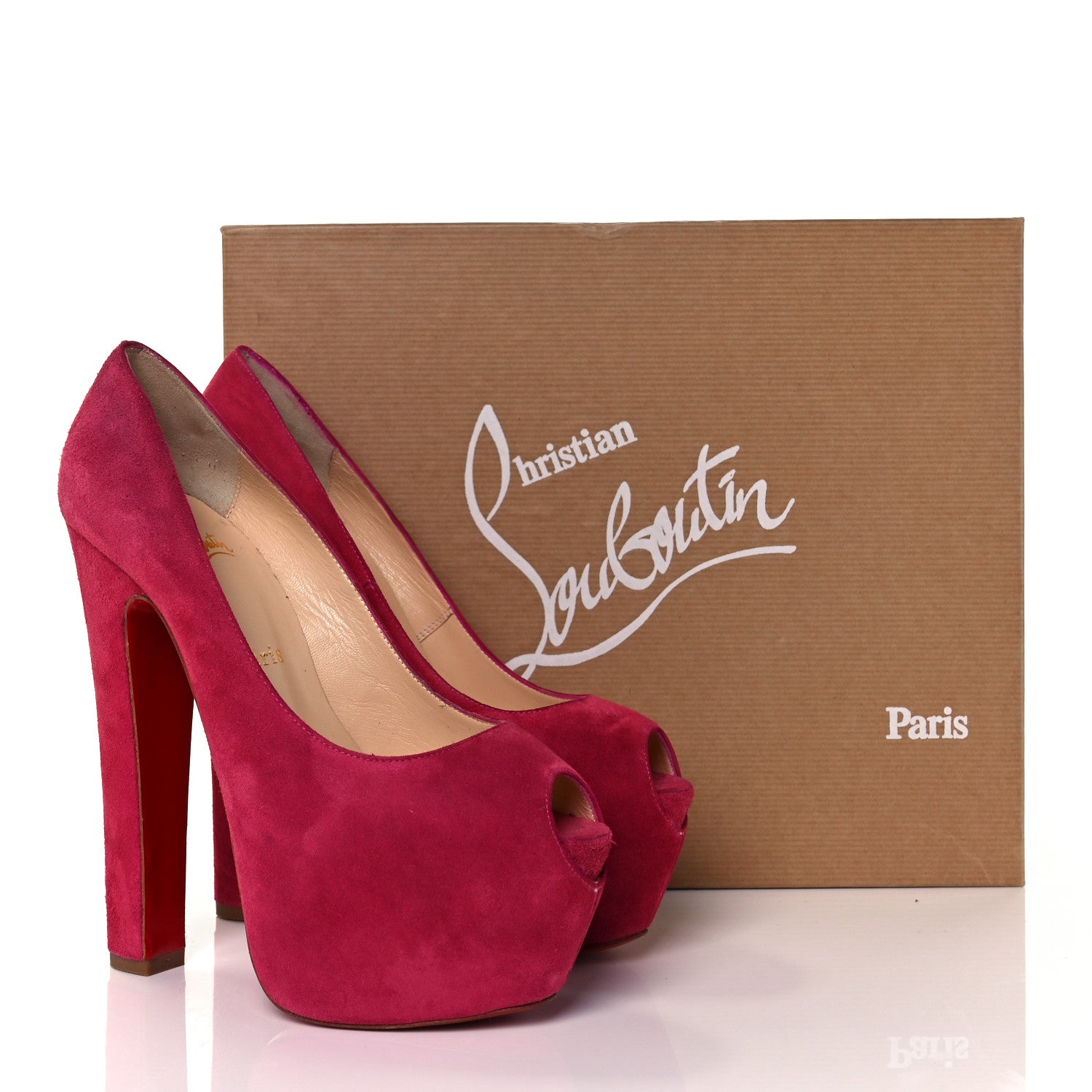 Christian Louboutin Suede Shameless 160 Peep Toe Heels 37 Pivoine 9 of 9