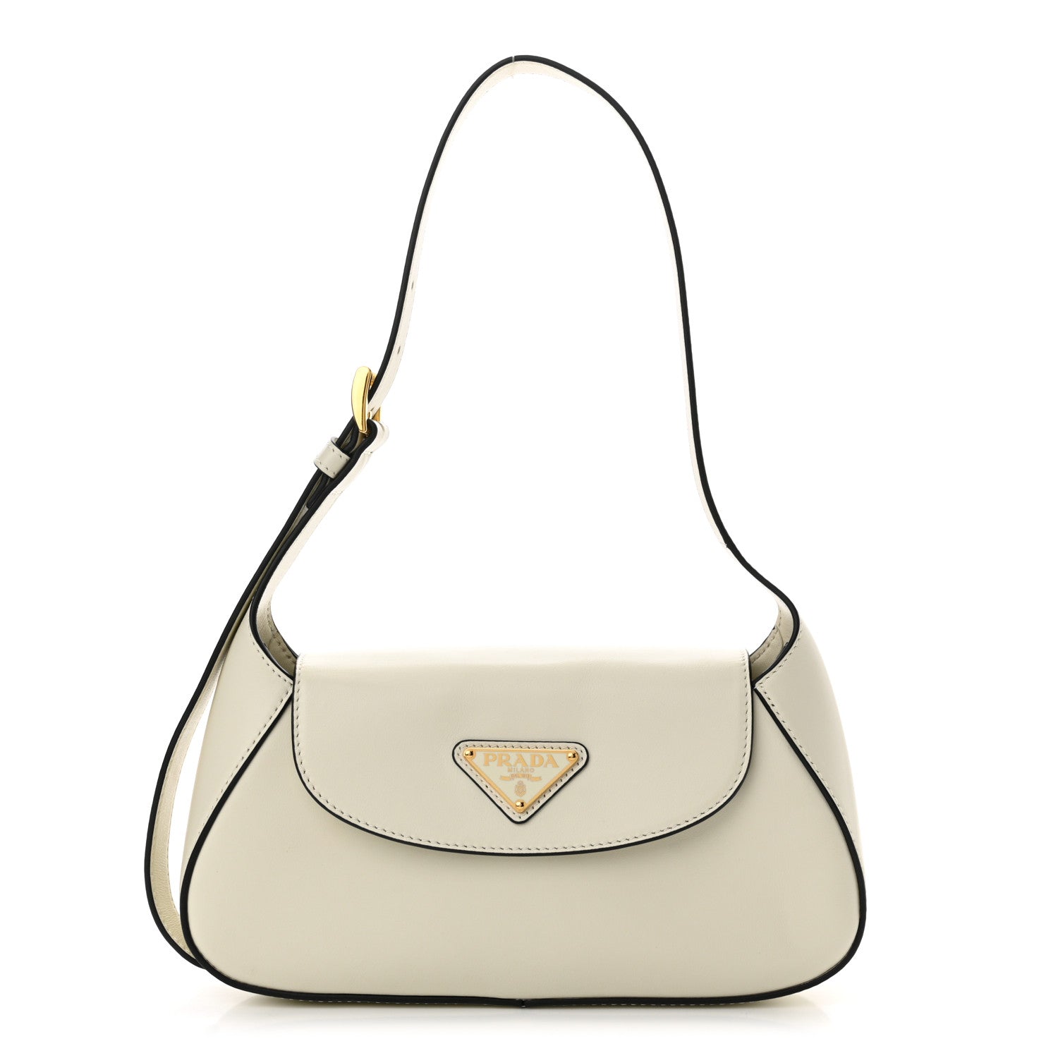 Prada Spazzolato Flap Shoulder Bag White 1 of 11