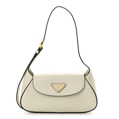 Prada Spazzolato Flap Shoulder Bag White 1 of 11