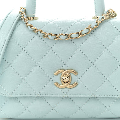 Chanel Caviar Quilted Extra Mini Coco Handle Flap Light Blue 8 of 10