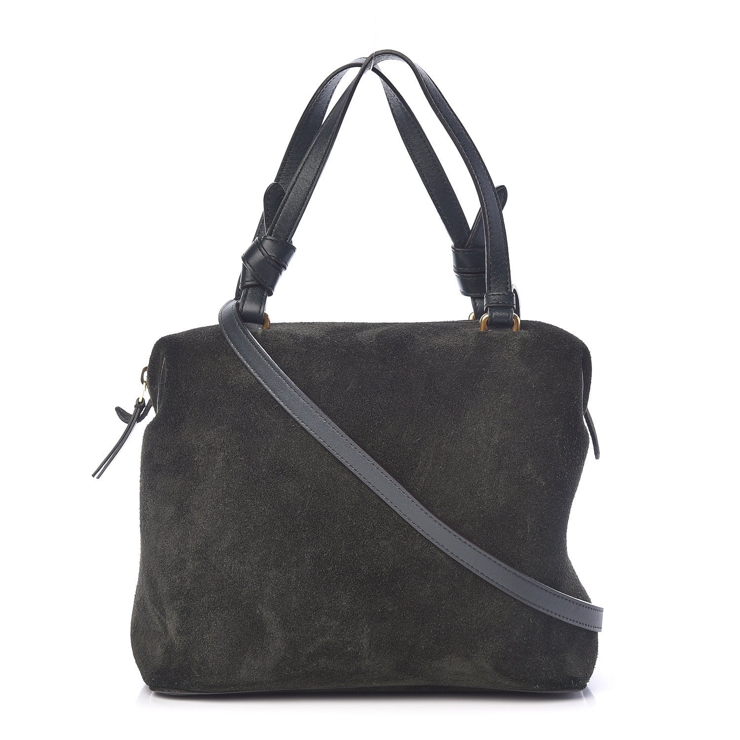 Celine Suede Small Soft Cube Satchel Forest 1 of 14