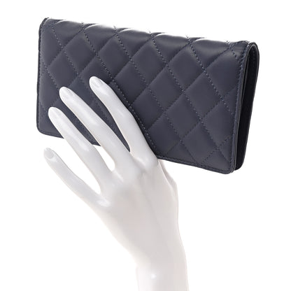Chanel Lambskin Quilted Yen Wallet Blue 2 of 9