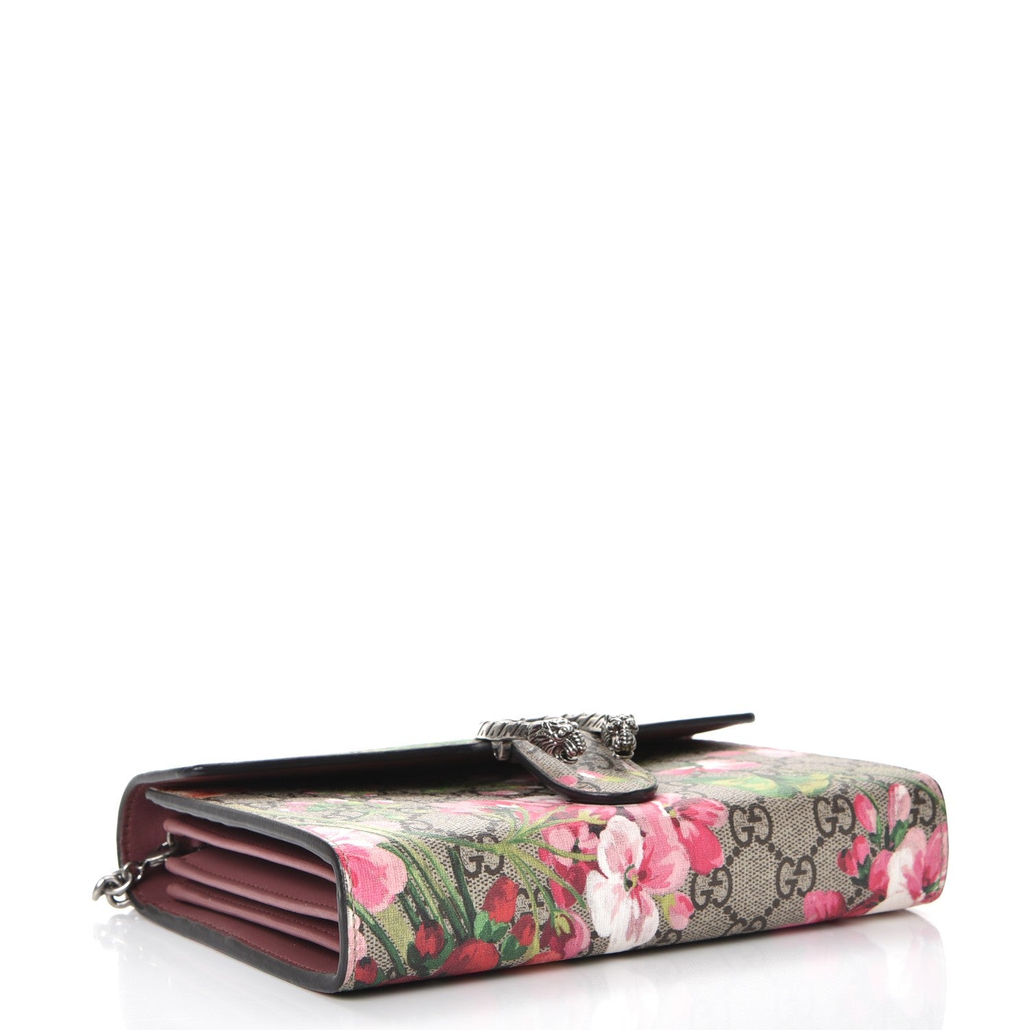 Gucci GG Supreme Monogram Blooms Mini Dionysus Chain Wallet Beige Multicolor Dry Rose 4 of 8