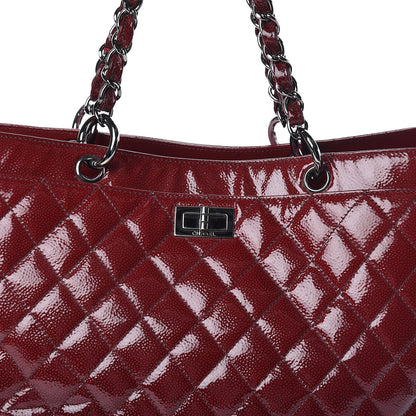 Chanel Patent Caviar Diamond Quilted Large Shine Reissue Tote Red 10 of 12