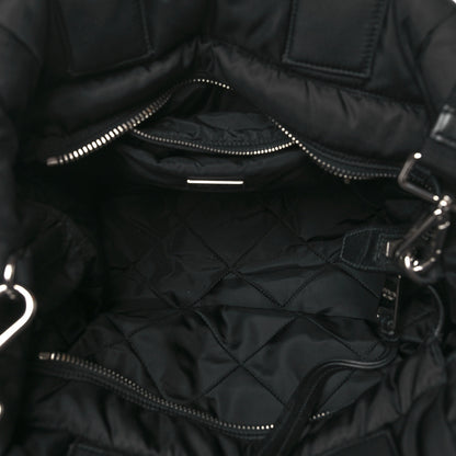 Prada Nylon Quilted Padded Triangle Logo Zip Tote Black 5 of 8
