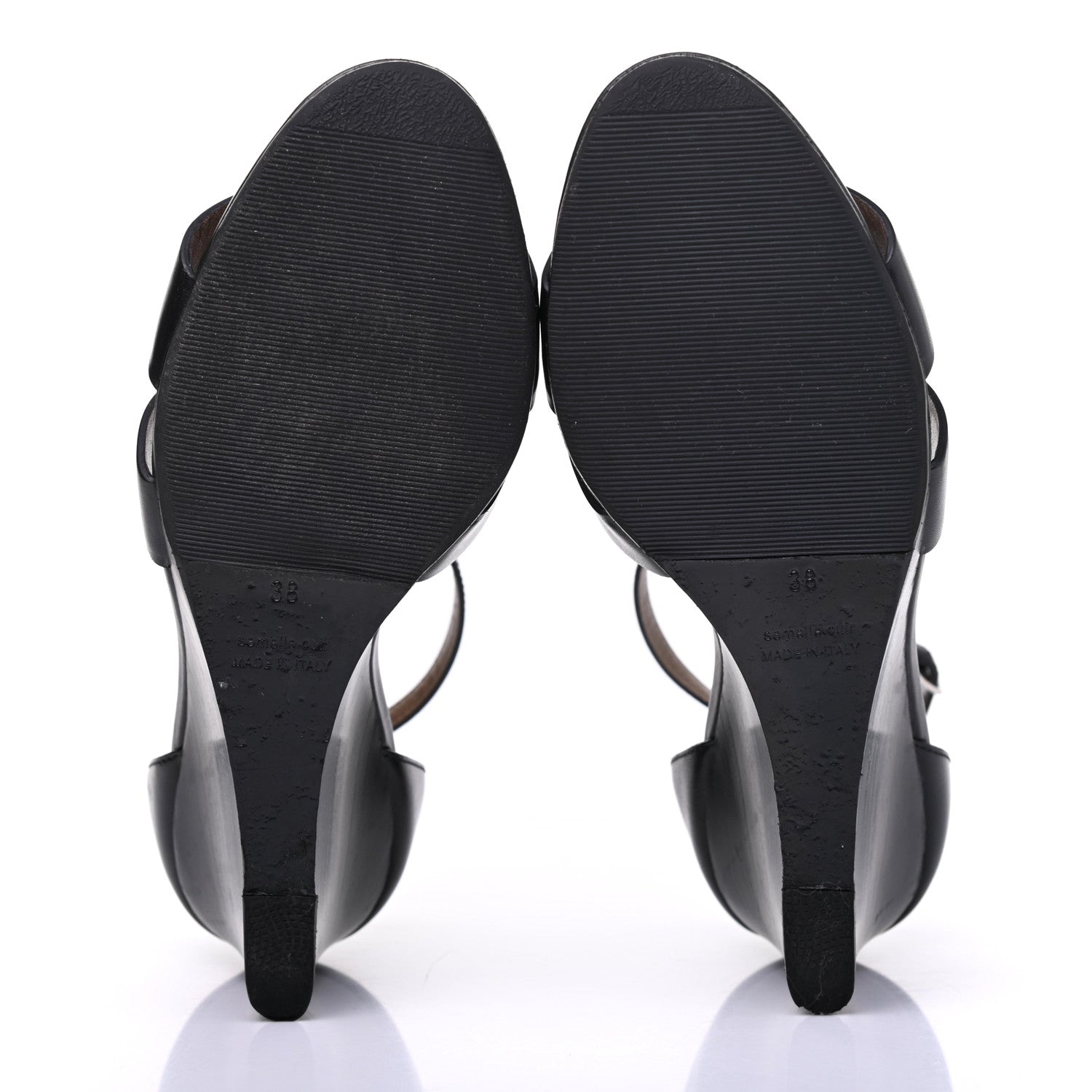 Hermes Calfskin Legend Wedge Sandals 38 Black 5 of 16
