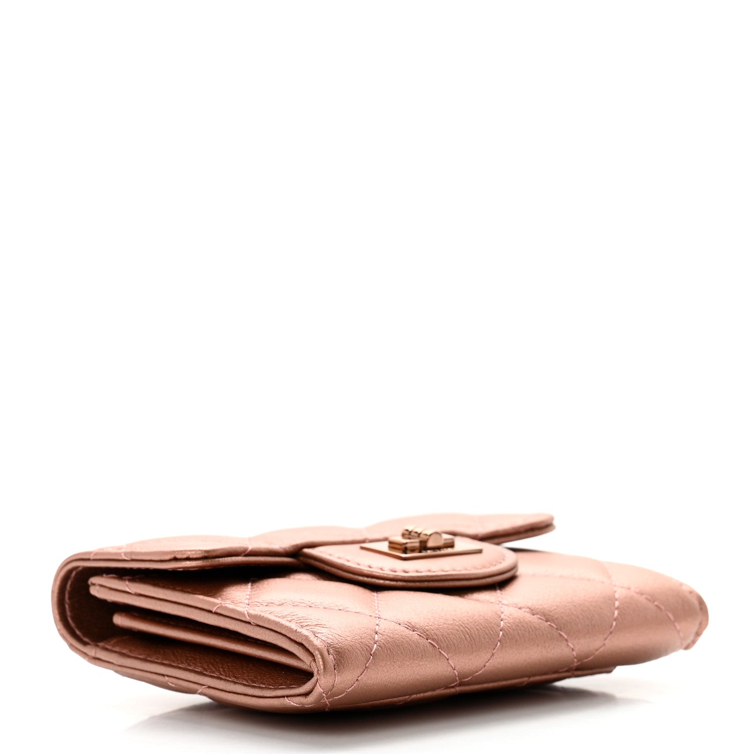 Chanel Metallic Calfskin Quilted Reissue Flap Card Holder Wallet Copper Pink 4 of 8