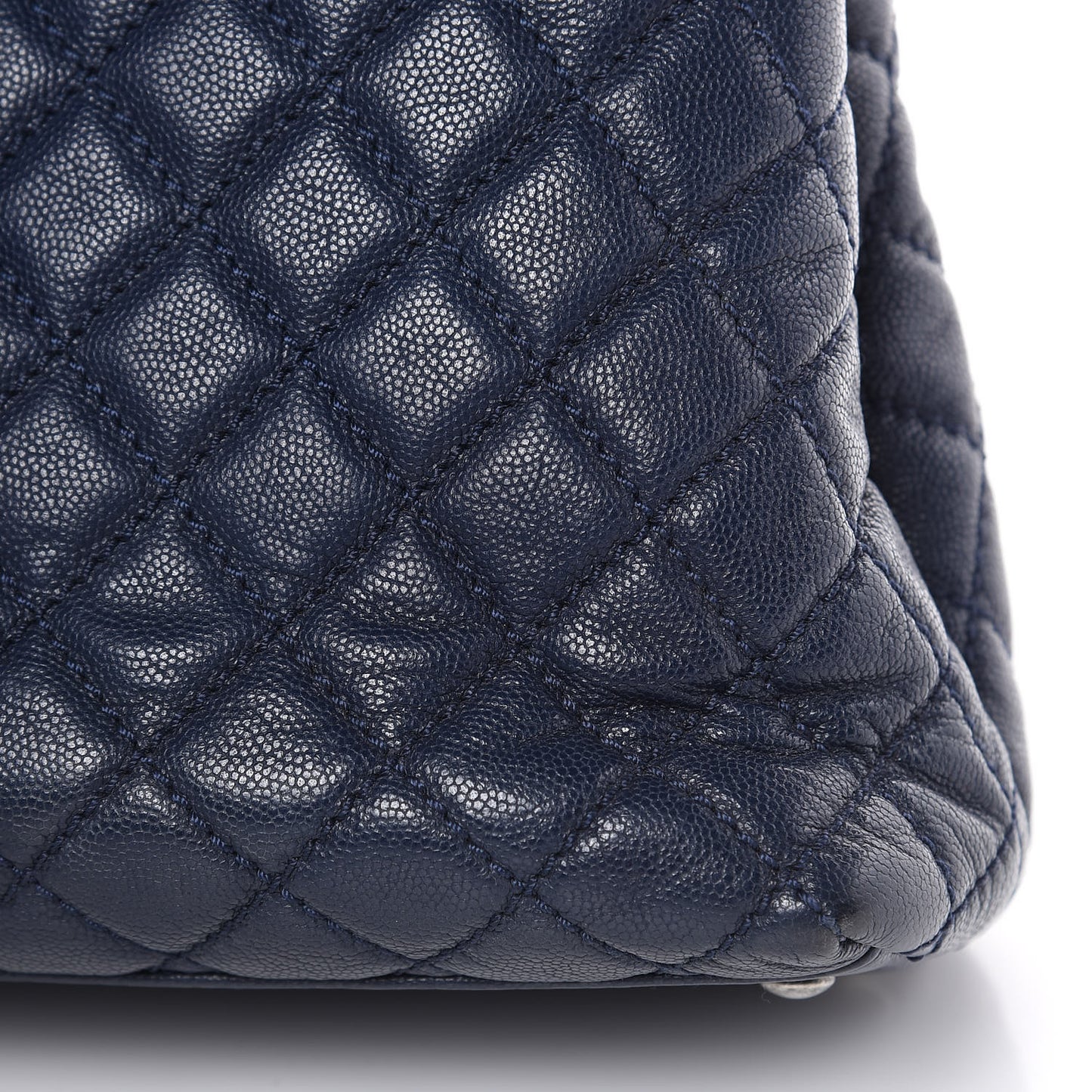 Caviar Quilted Small Coco Handle Flap Navy
