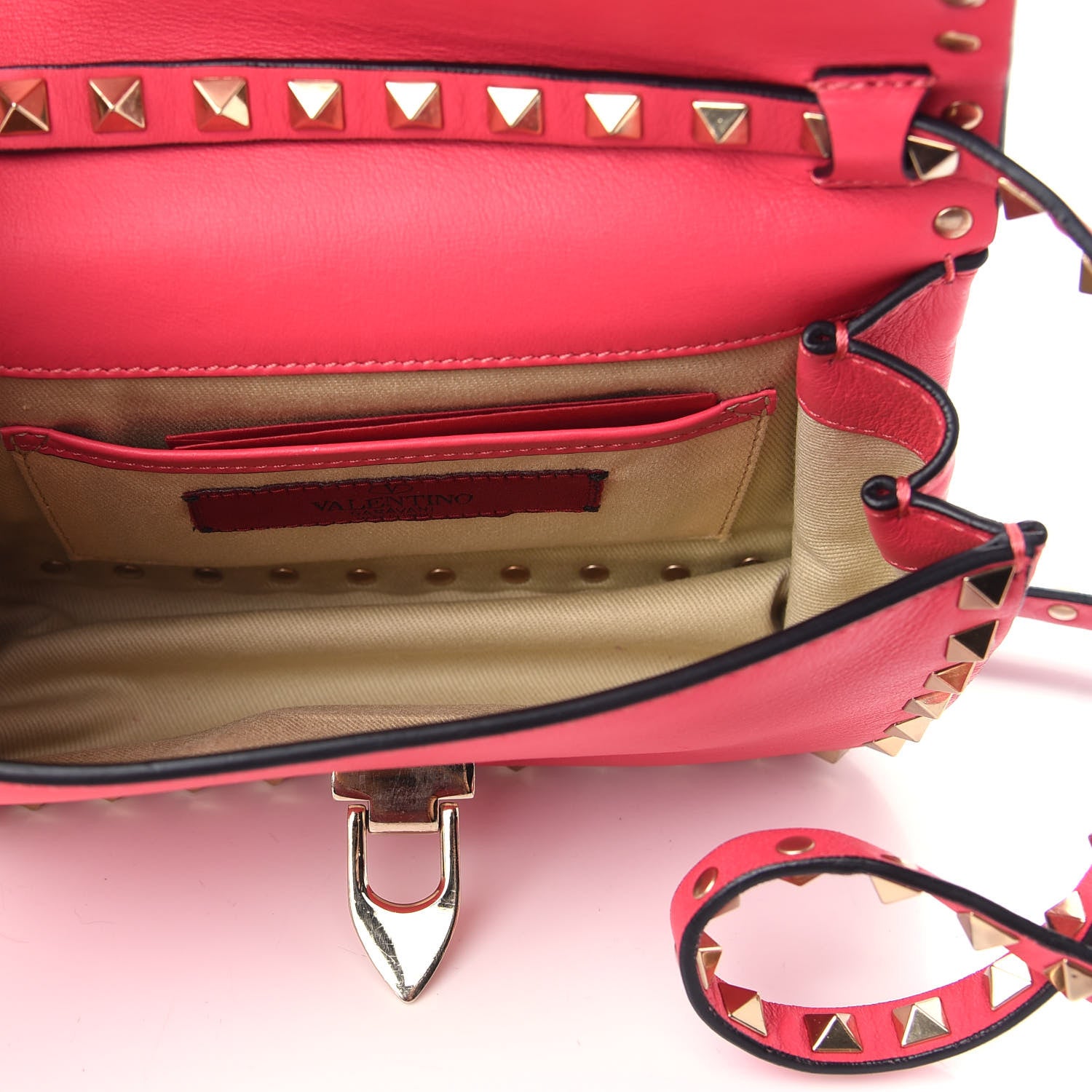 Valentino Garavani Vitello Mini Rockstud Flap Saddle Crossbody Bag Deep Rose 7 of 8