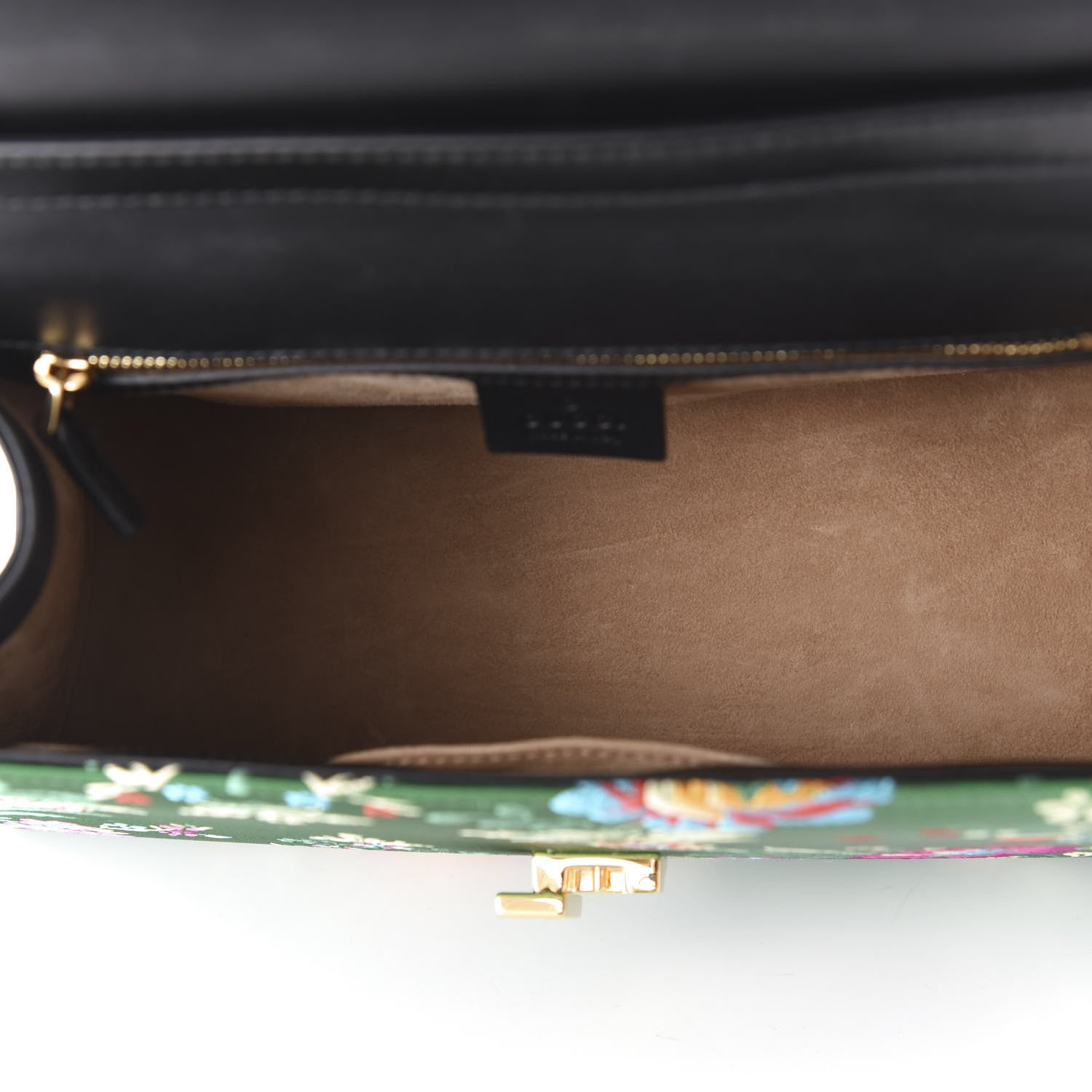 Gucci Jacquard Floral Medium Sylvie Top Handle Bag Green Multicolor Black 5 of 11