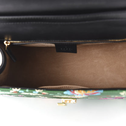 Gucci Jacquard Floral Medium Sylvie Top Handle Bag Green Multicolor Black 5 of 11