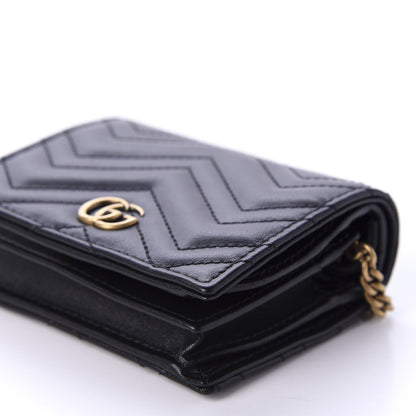 Gucci Calfskin Matelasse GG Marmont Mini Wallet On Chain Black 7 of 10