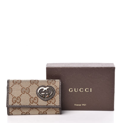 Gucci Monogram Lovely Heart 6 Key Holder Case Brown 8 of 9