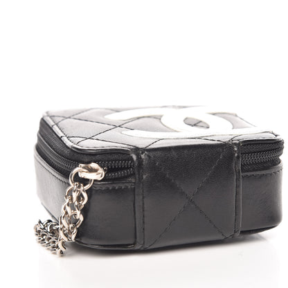 Chanel Calfskin Quilted Cambon Zip Around Makeup Pouch Black White 4 of 13