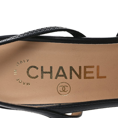 Chanel Lambskin Patent Calfskin Quilted Cap Toe CC Slingback Pumps 39.5 Black 7 of 9