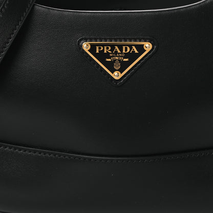 Prada City Calfskin Medium Metal Triangle Logo Bag Black 8 of 10