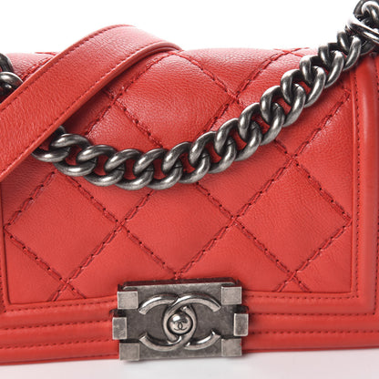 Chanel Calfskin Double Stitch Small Boy Flap Red 8 of 10