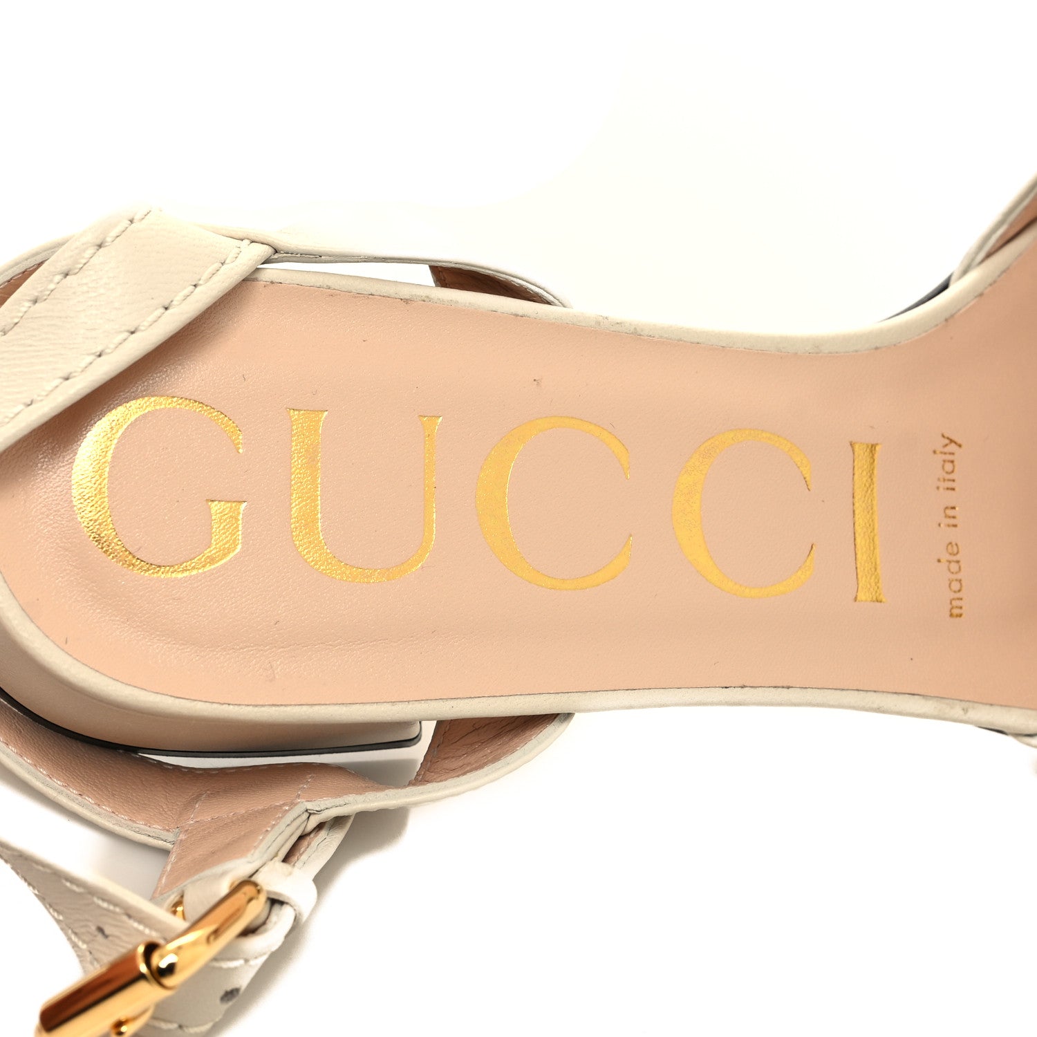 Gucci Nappa Horsebit Block Heel Sandals 36.5 Mystic White 8 of 8