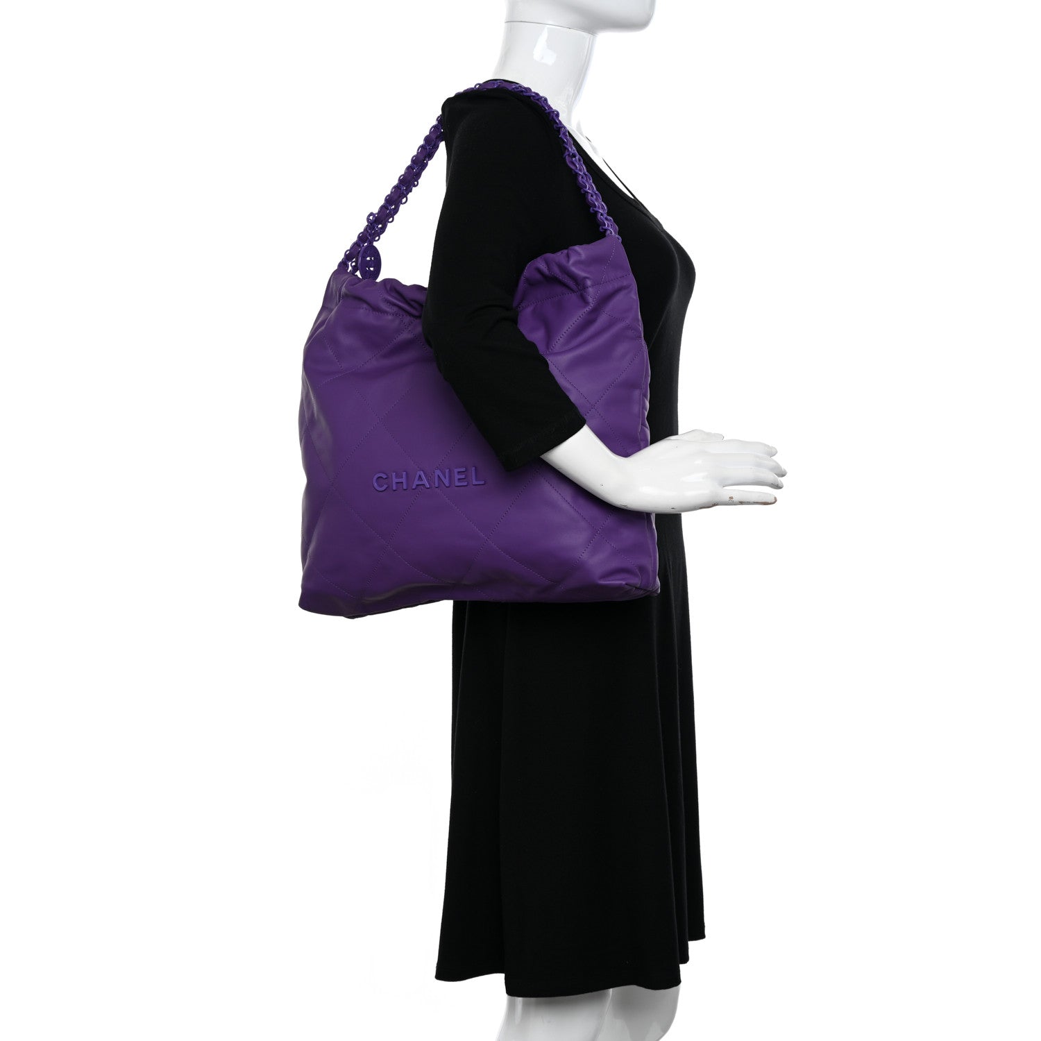Chanel Matte Calfskin Quilted Monochrome Chanel 22 Purple 2 of 11