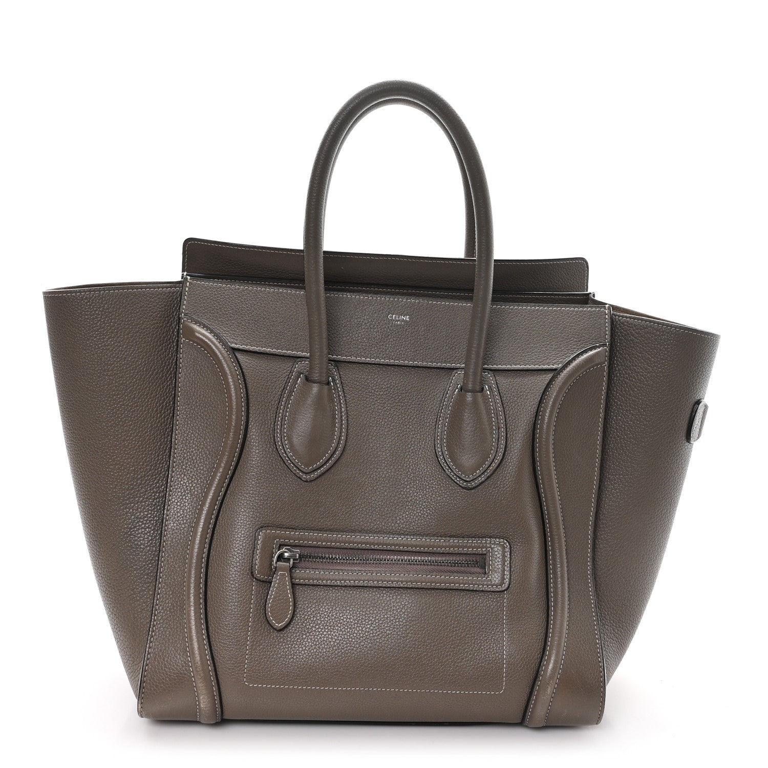 Celine Drummed Calfskin Mini Luggage Souris 1 of 12