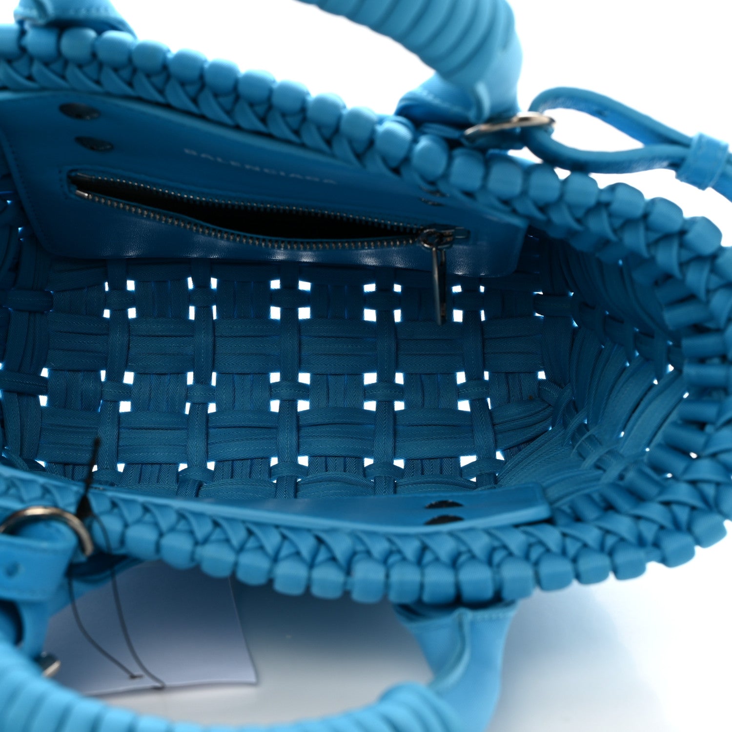 Balenciaga Recycled Nylon Faux Calfskin XXS Bistro Basket Turquoise Blue 5 of 10