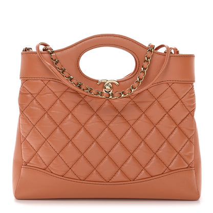 Chanel Shiny Crumpled Calfskin Quilted Mini 31 Shopping Bag Orange 1 of 10