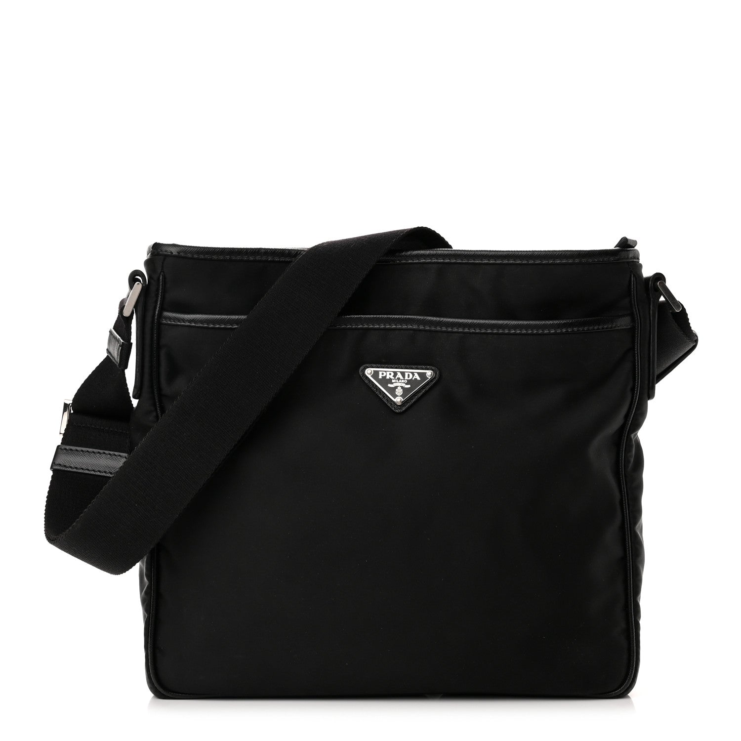 Prada Nylon Flat Messenger Bag Black 1 of 9