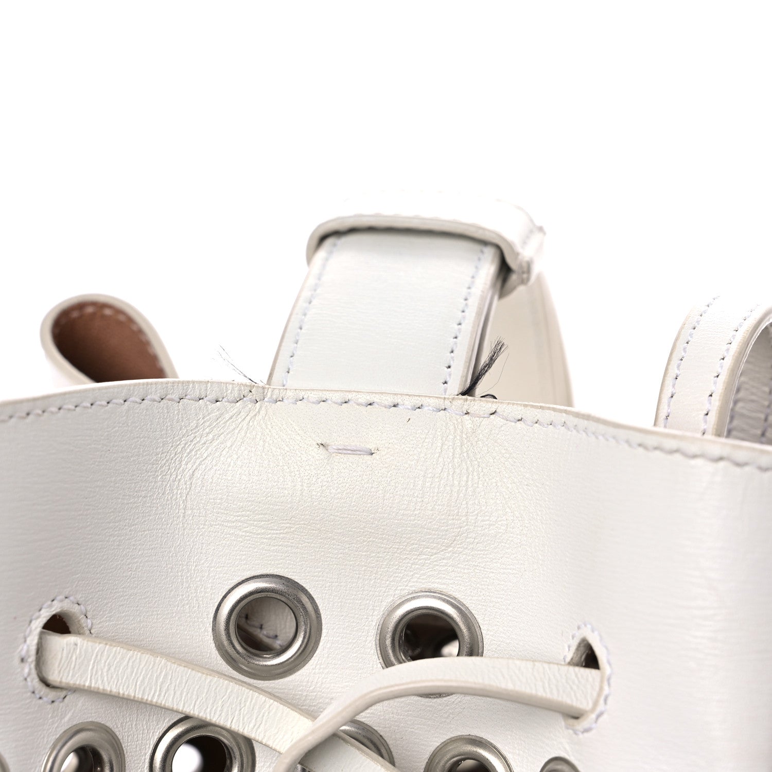 Alaia Calfskin Grommet Rose-Marie 28 Bag White 14 of 24