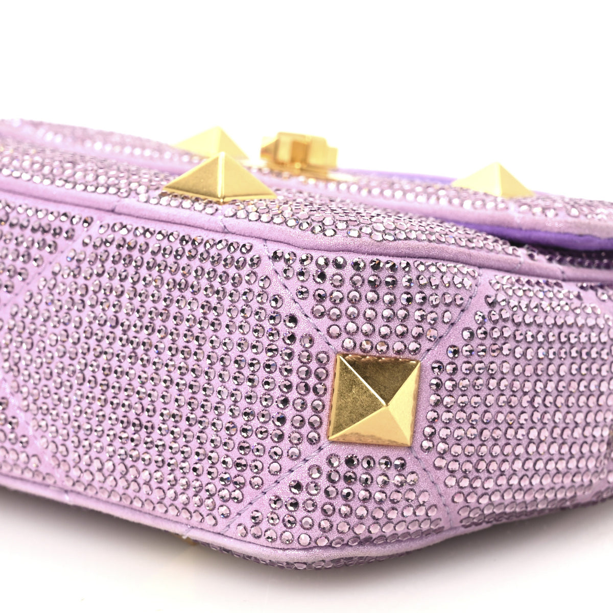 Valentino Garavani Crystal Suede Small Roman Stud Shoulder Bag Light Amethyst Glicine 10 of 10