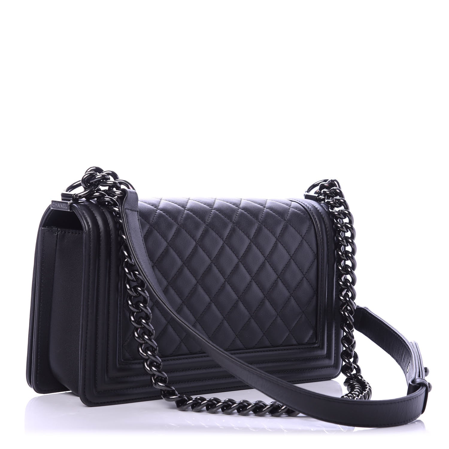 Chanel Calfskin Quilted Medium Boy Flap So Black 3 of 11