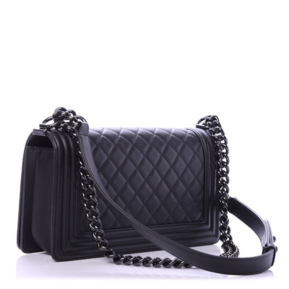 Chanel Calfskin Quilted Medium Boy Flap So Black 3 of 11
