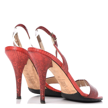 Jimmy Choo Lizard Aeon Slingback Sandals 37 Red 4 of 13