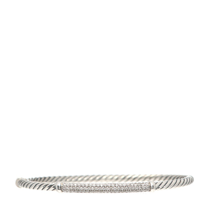 David Yurman Sterling Silver Diamond Petite Pave Metro Bar Bracelet 1 of 5