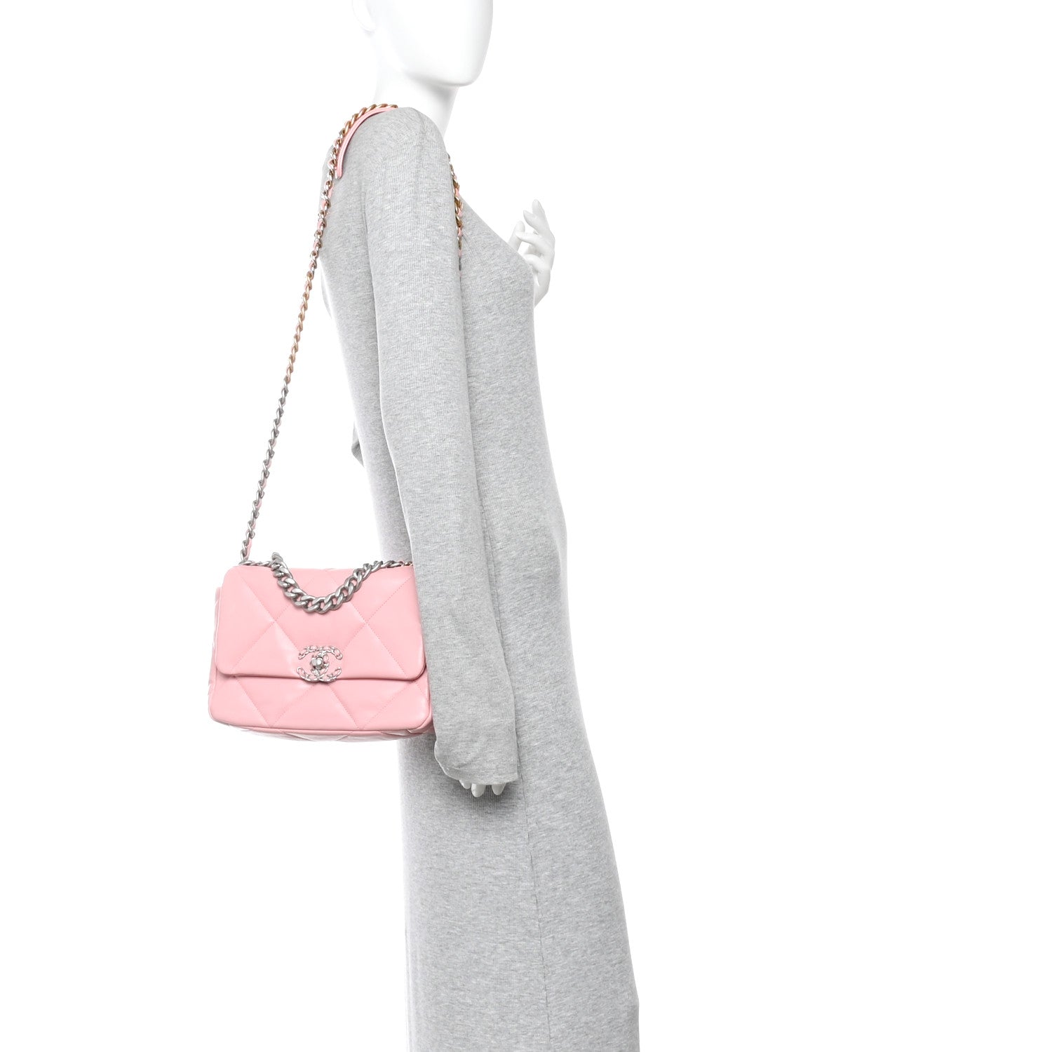 Chanel Lambskin Quilted Medium Chanel 19 Flap Light Pink 2 of 10