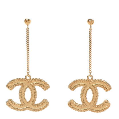 Chanel CC Drop Earrings Matte Gold 1 of 5