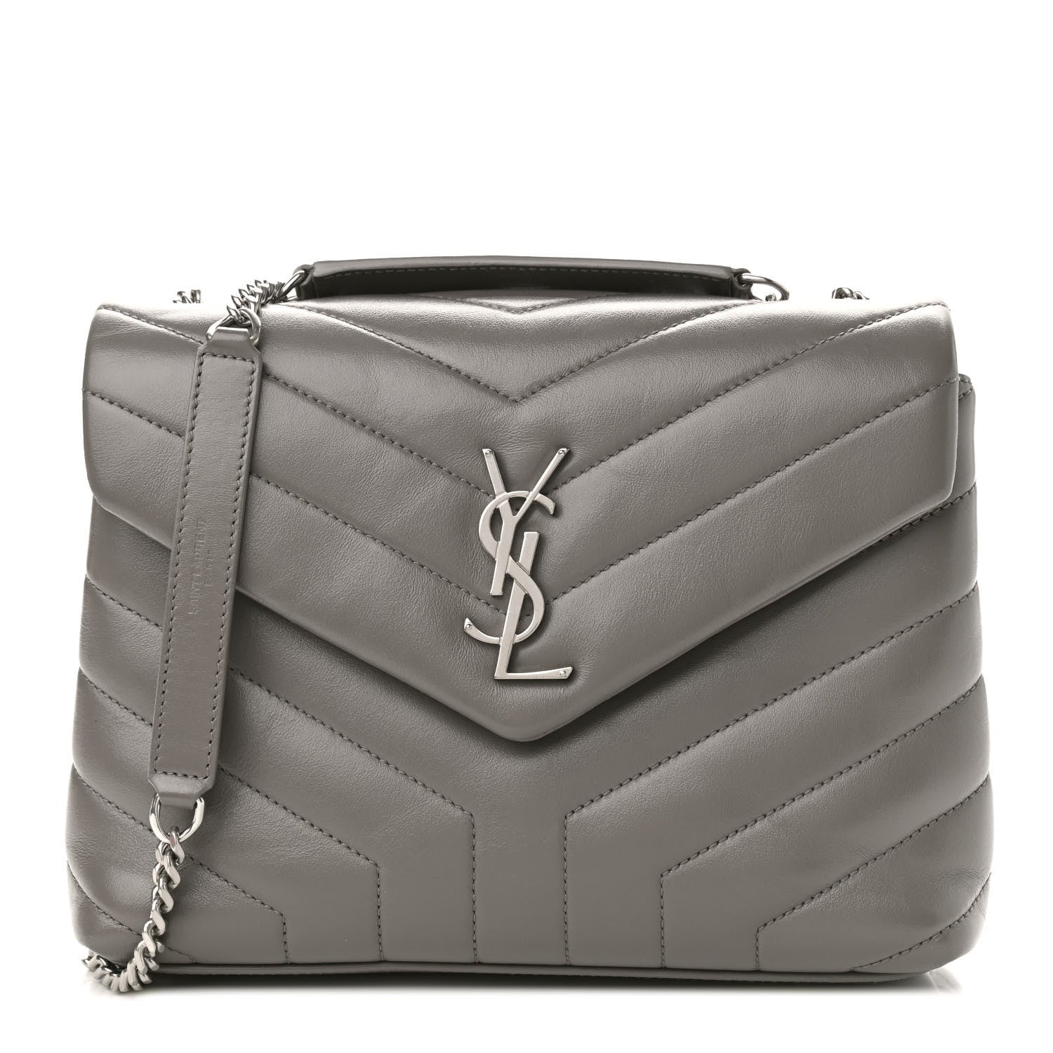 Saint Laurent Calfskin Y Quilted Monogram Small Loulou Chain Satchel Earth 1 of 9