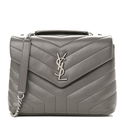 Saint Laurent Calfskin Y Quilted Monogram Small Loulou Chain Satchel Earth 1 of 9
