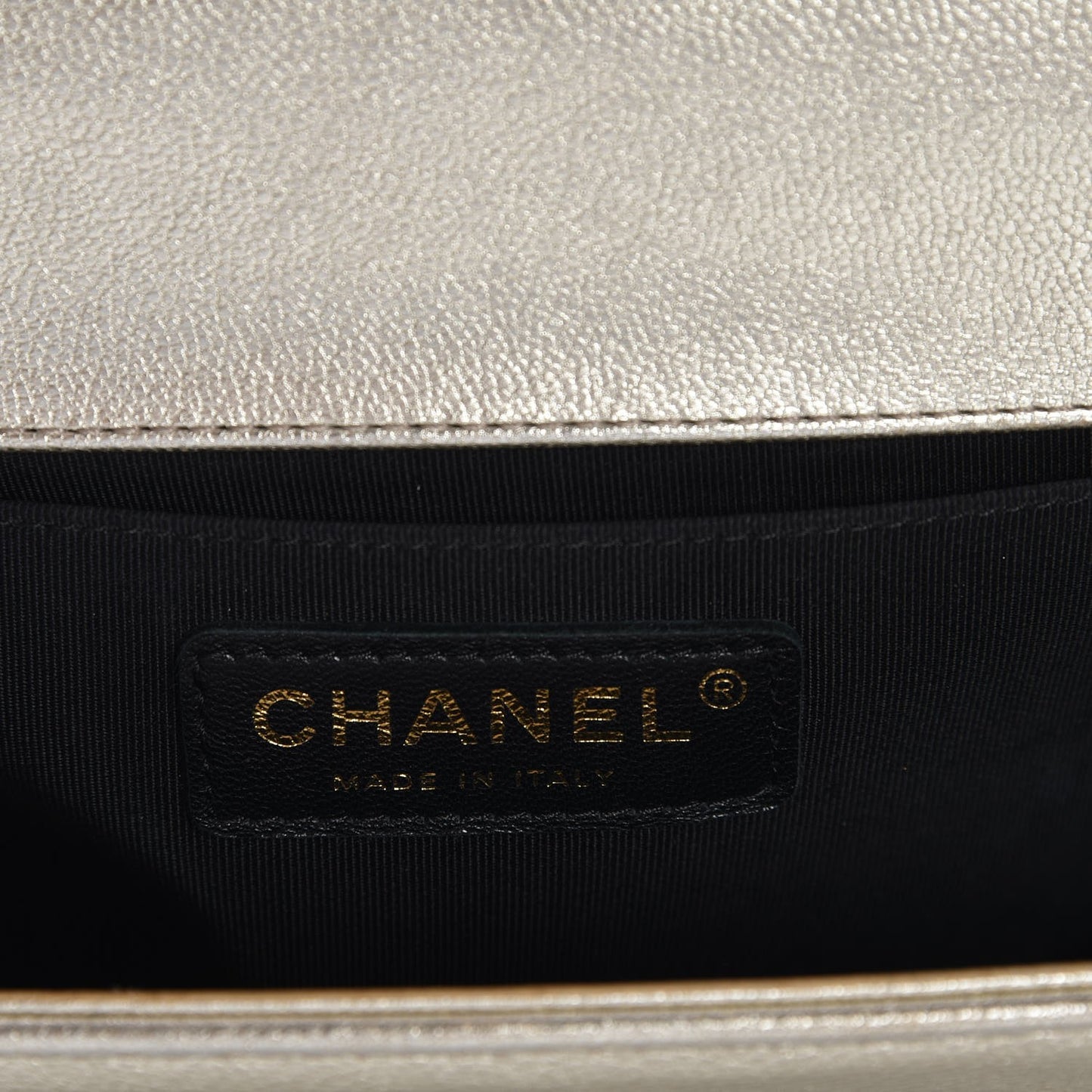 Metallic Goatskin Calfskin Medium Boy Flap Gold Black